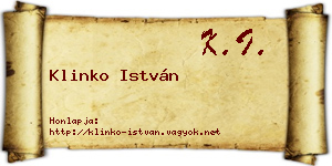 Klinko István névjegykártya